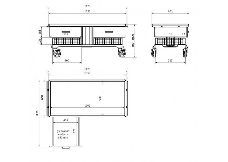 Veterinární operační stůl URSO se zásuvkami