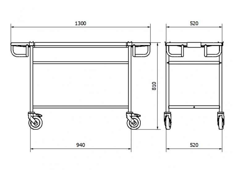 Veterinární vozík s nosítky JVN 1